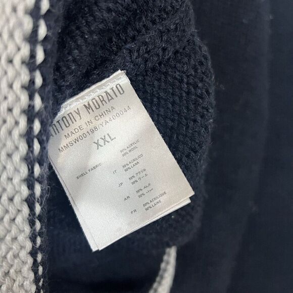 Antony Morato Blue Wool Blend Crewneck Sweatshirt 2XL - Picture 4 of 5